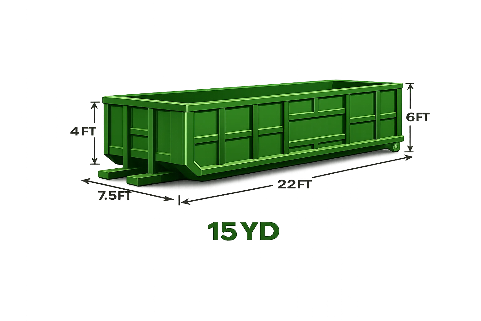 15-yard roll-off dumpster dimensions