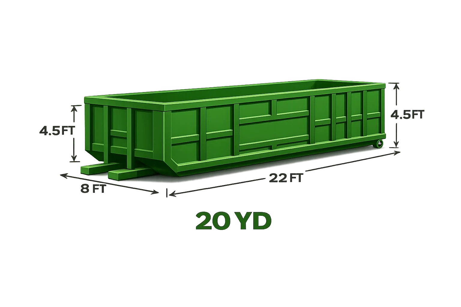 20-yard roll-off dumpster dimensions
