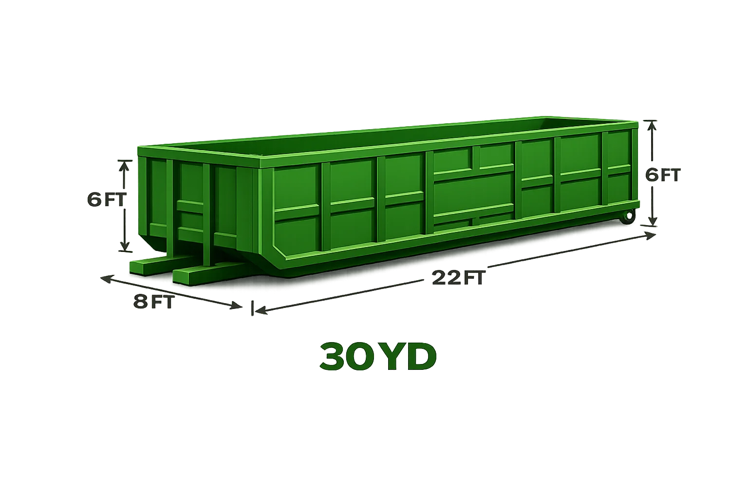 30-yard roll-off dumpster dimensions